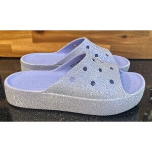 Crocs Classic Iconic Comfort Womens Platform Glitter Moon Jelly Slide Sandals 7